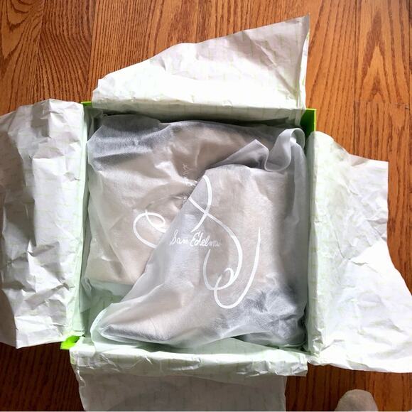 SAM EDELMAN WINNIE Ivory Leather Block Heel Bootie Women’s Size 8 - Picture 13 of 16